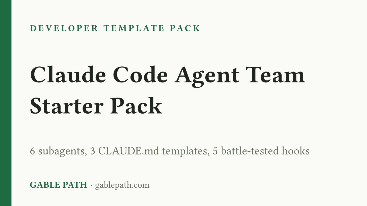Cover image for Claude Code Agent Team Starter: 6 Subagents, 3 CLAUDE.md Templates, 5 Hooks