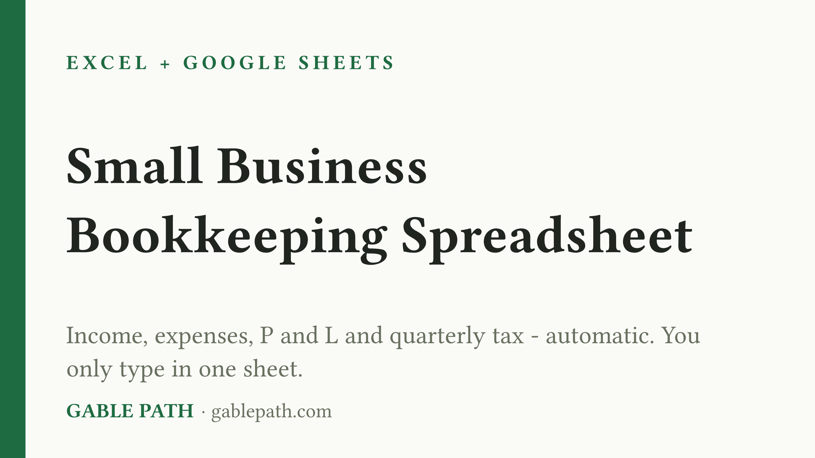 Cover image for Small Business Bookkeeping Spreadsheet, Excel and Google Sheets, Income Expense Profit Tracker