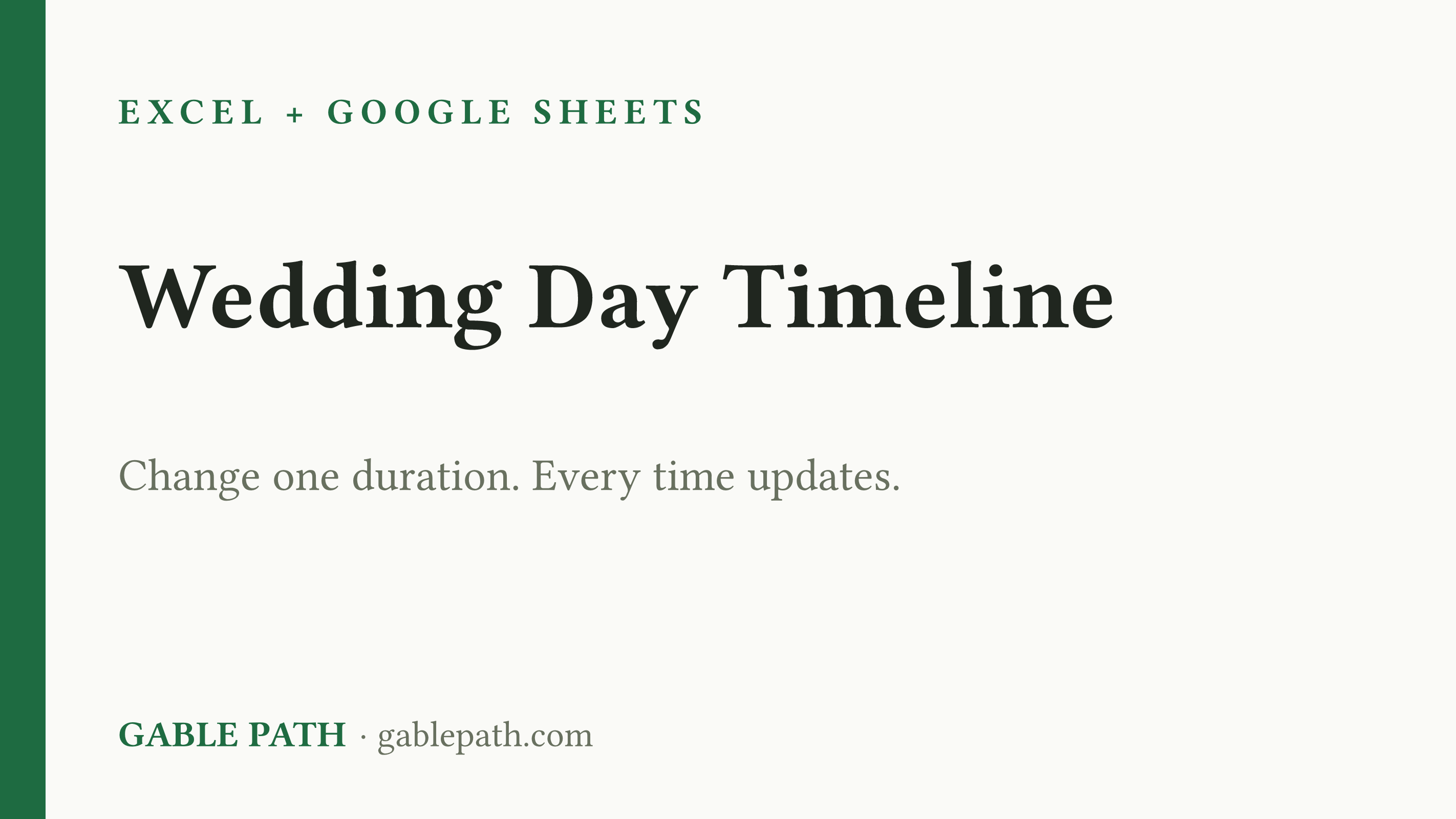 Cover image for Wedding Day Timeline Spreadsheet, Excel and Google Sheets, Run of Show Vendor Planner