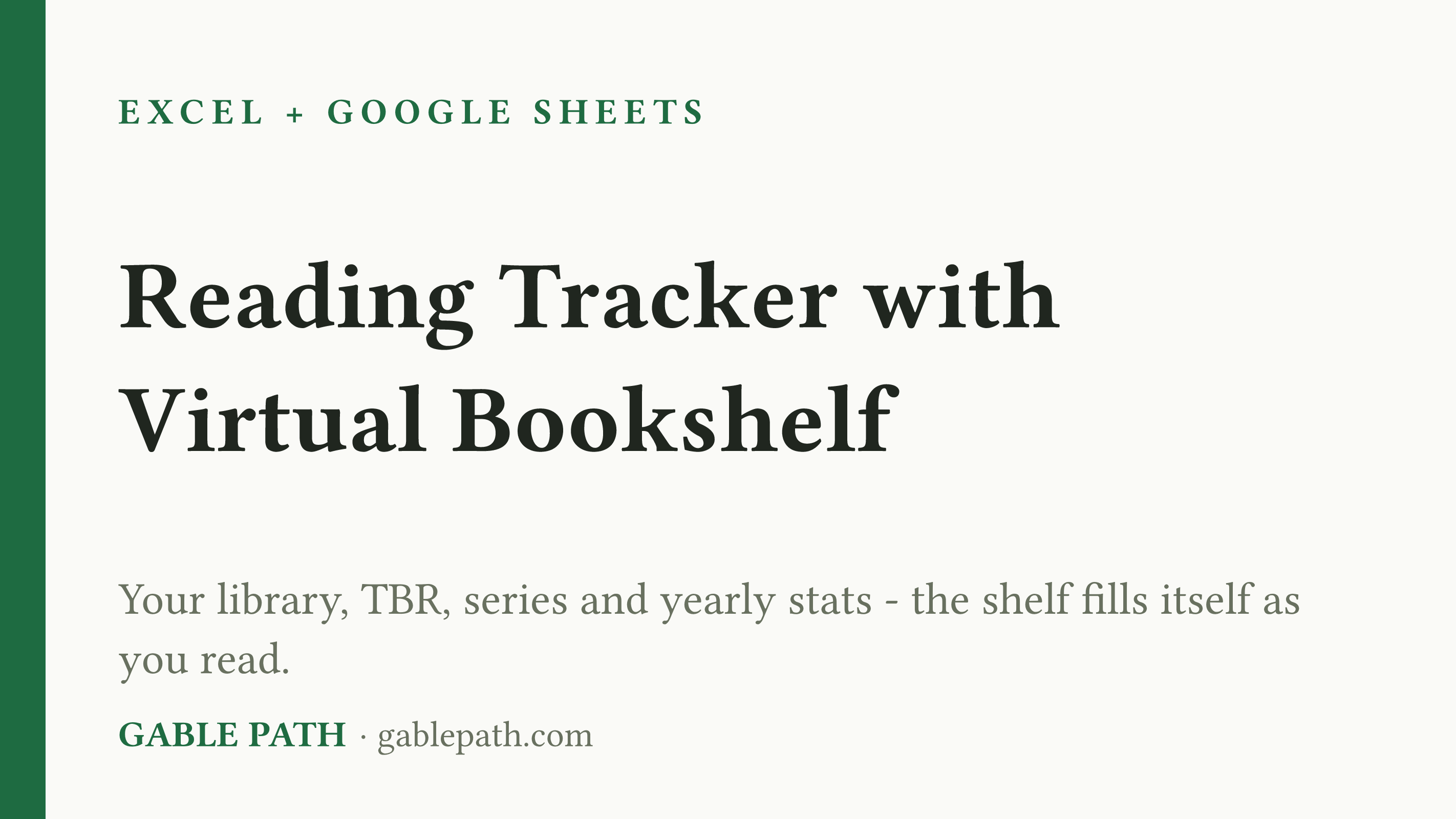 Cover image for Reading Tracker Spreadsheet with Virtual Bookshelf, Excel and Google Sheets, TBR Library Stats