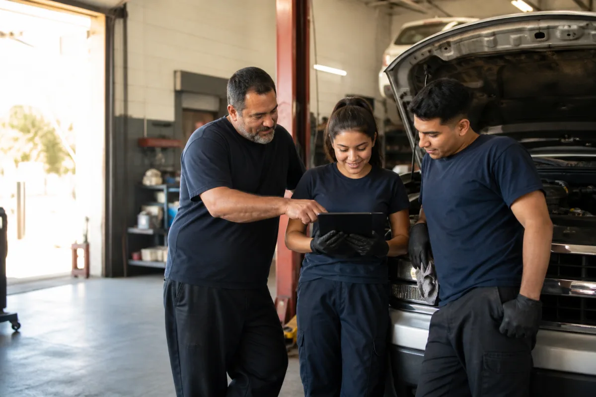 A mechanic at work in a family-run auto shop