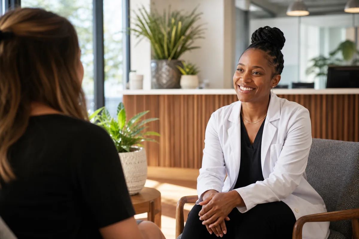 A welcoming practitioner in a bright dental practice